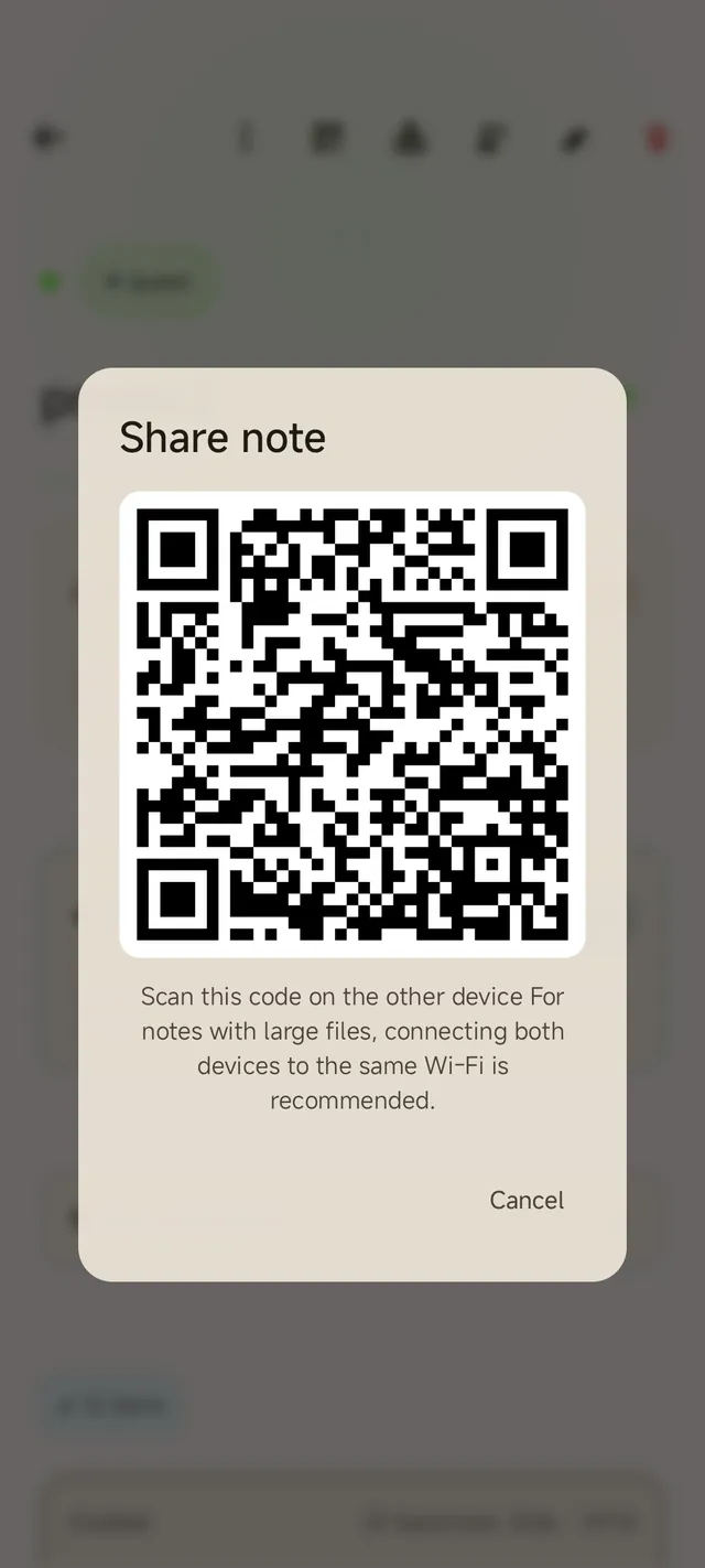 QR kodla not paylaşma daveti